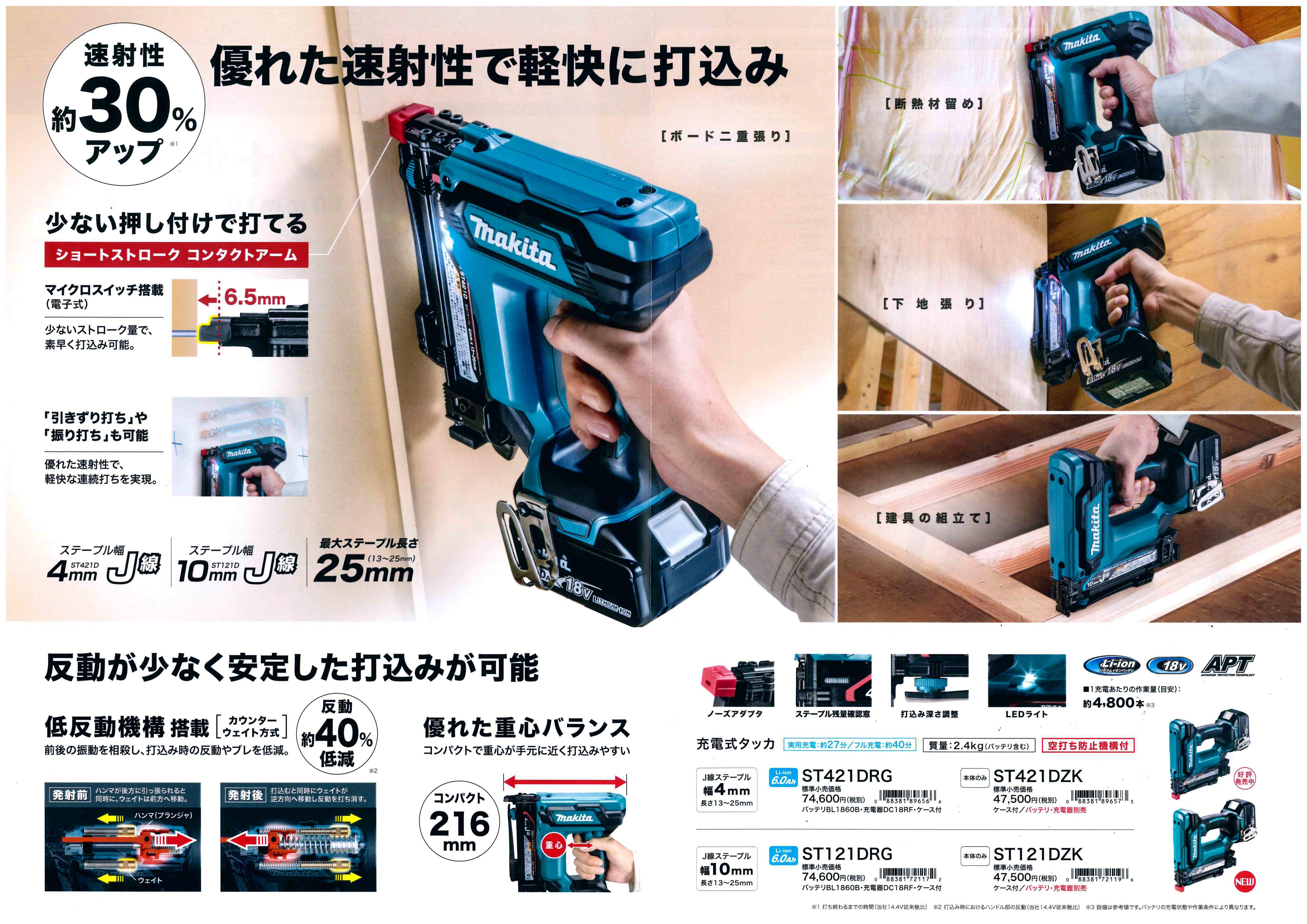 Makita ST121D 充電式タッカ