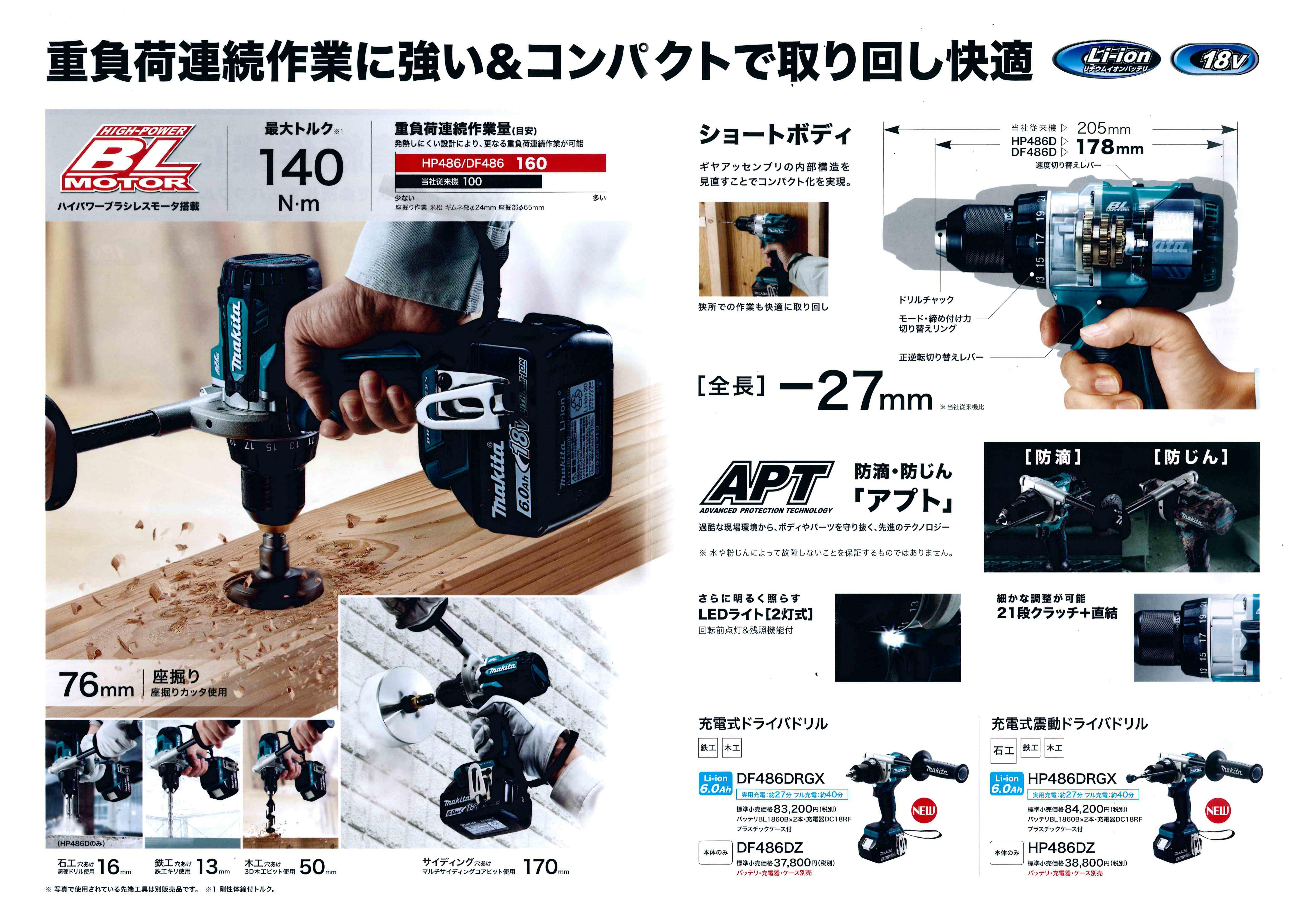 【送料込み】makita　18Vドライバドリル　HP486D