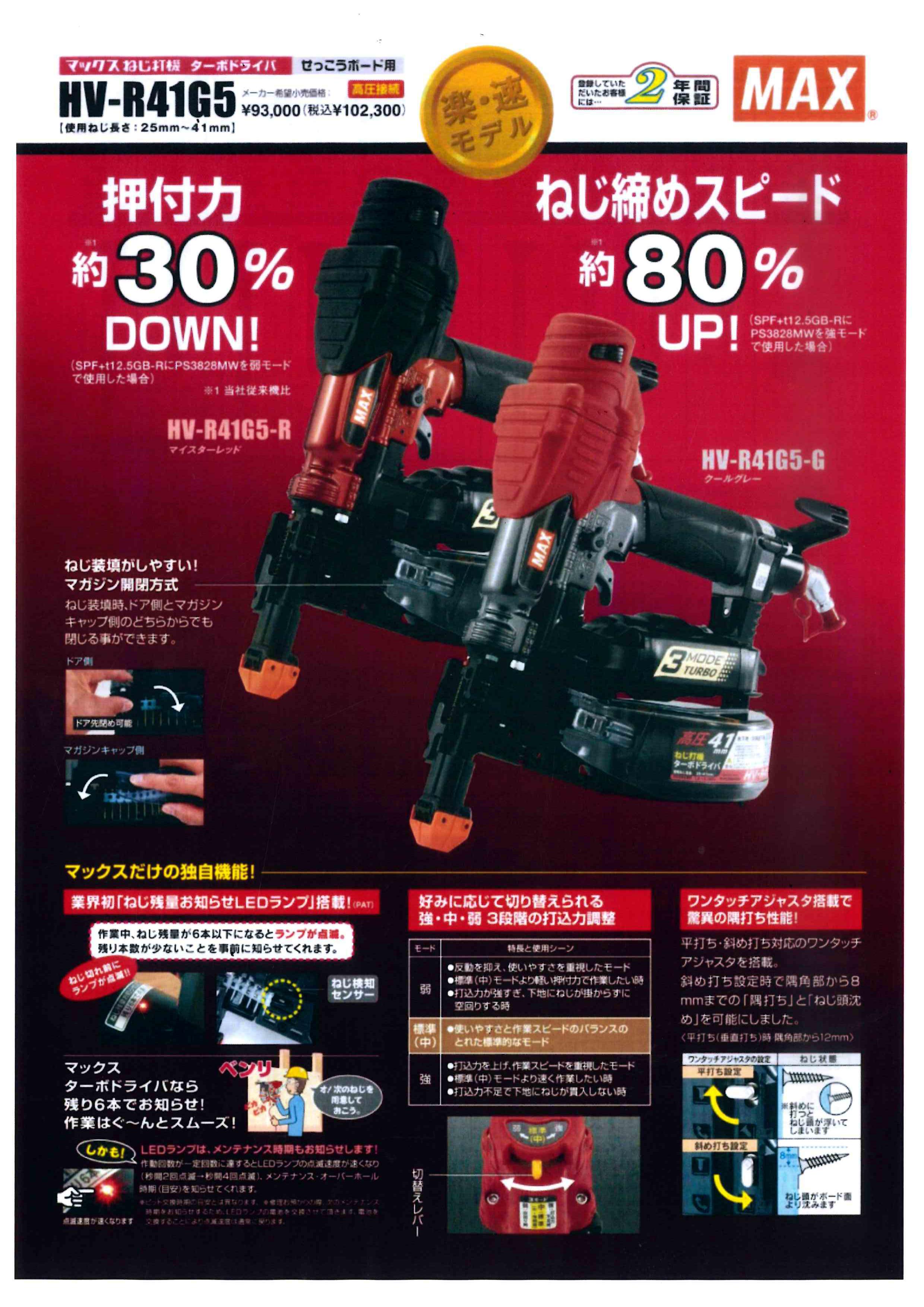 ＭＡＸ 新型高圧ターボドライバ ＨＶ－Ｒ４１Ｇ５ 新発売です！ | 株式