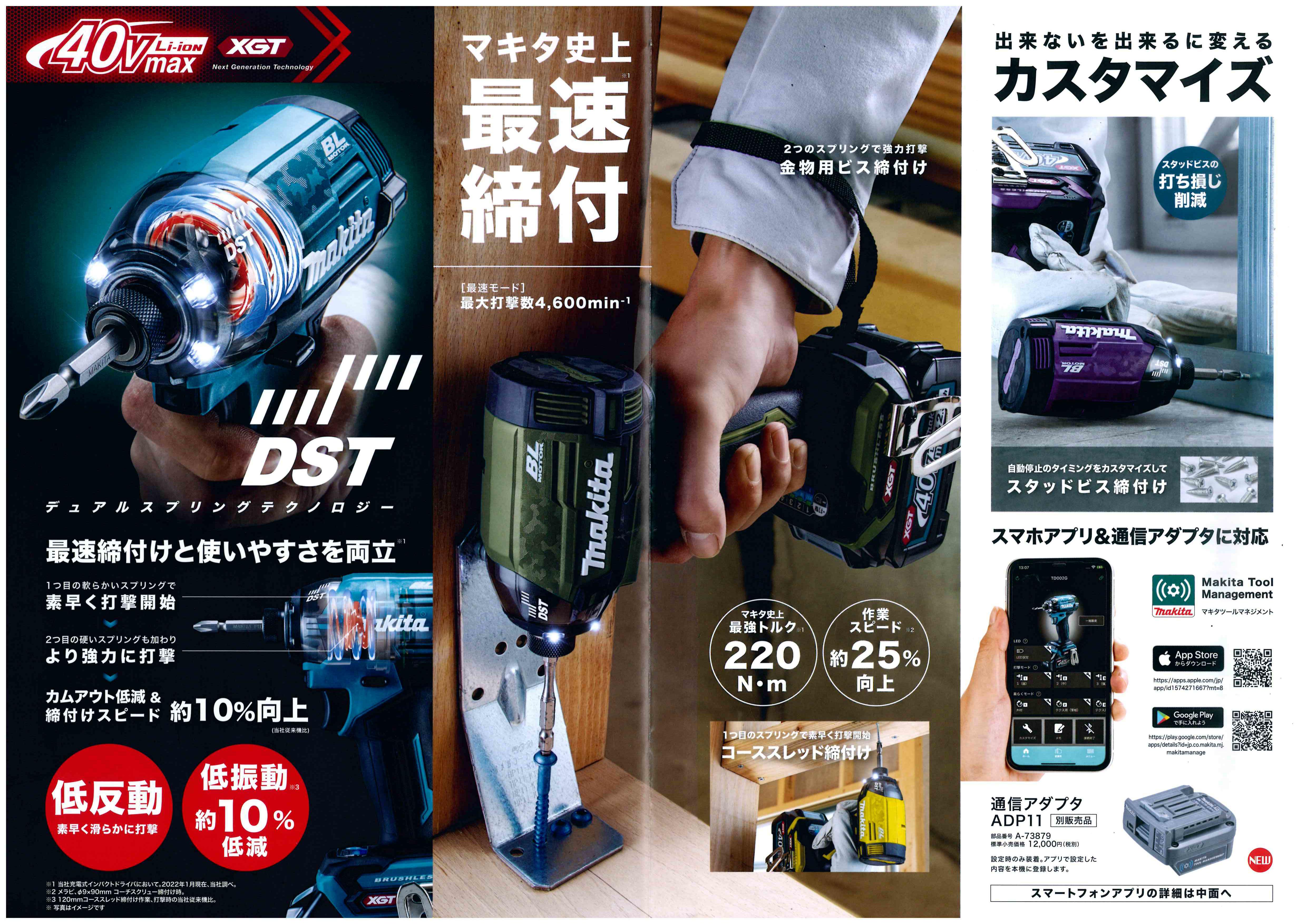 マキタ 新型 ４０Ｖ 充電式インパクトドライバ ＴＤ００２Ｇ 新発売